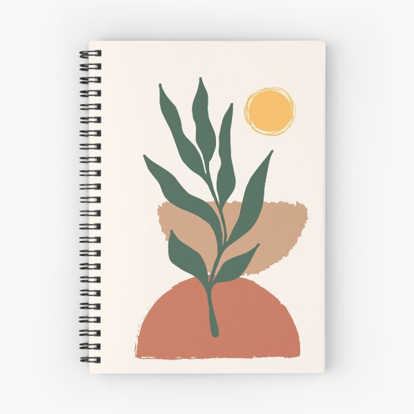 Item preview, Single Eucalyptus Branch in green Abstract Watercolor Tropical Boho Minimalist Art with warm earthy tones and pastel colors with solid and soft gradient shapes with sun designed and sold by AbstractTrace.