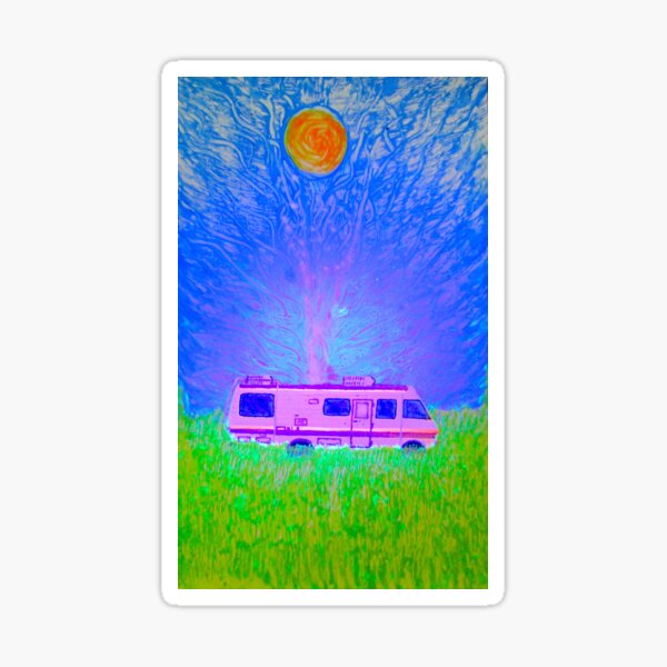 Camper Van Painting, under UV light  Sticker