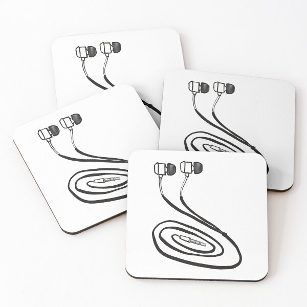 Item preview, Black & White Earphones Illustration designed and sold by ZaraRoza.