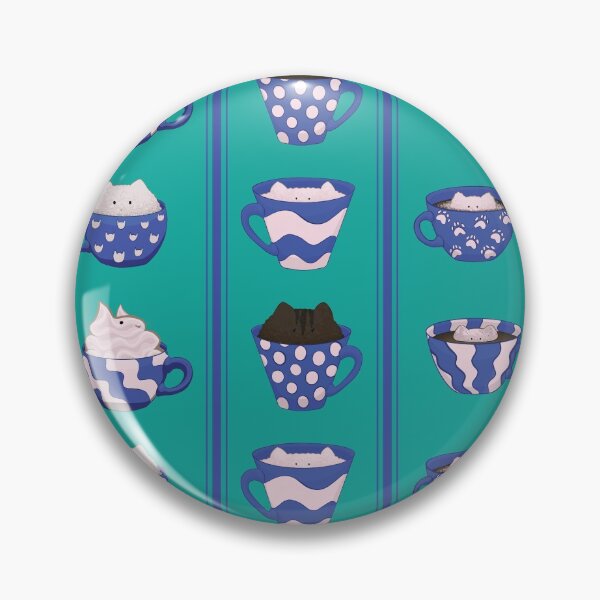 Item preview, Coffee Cat Stripes in Classic Blue and Cream designed and sold by DoodleTrees.