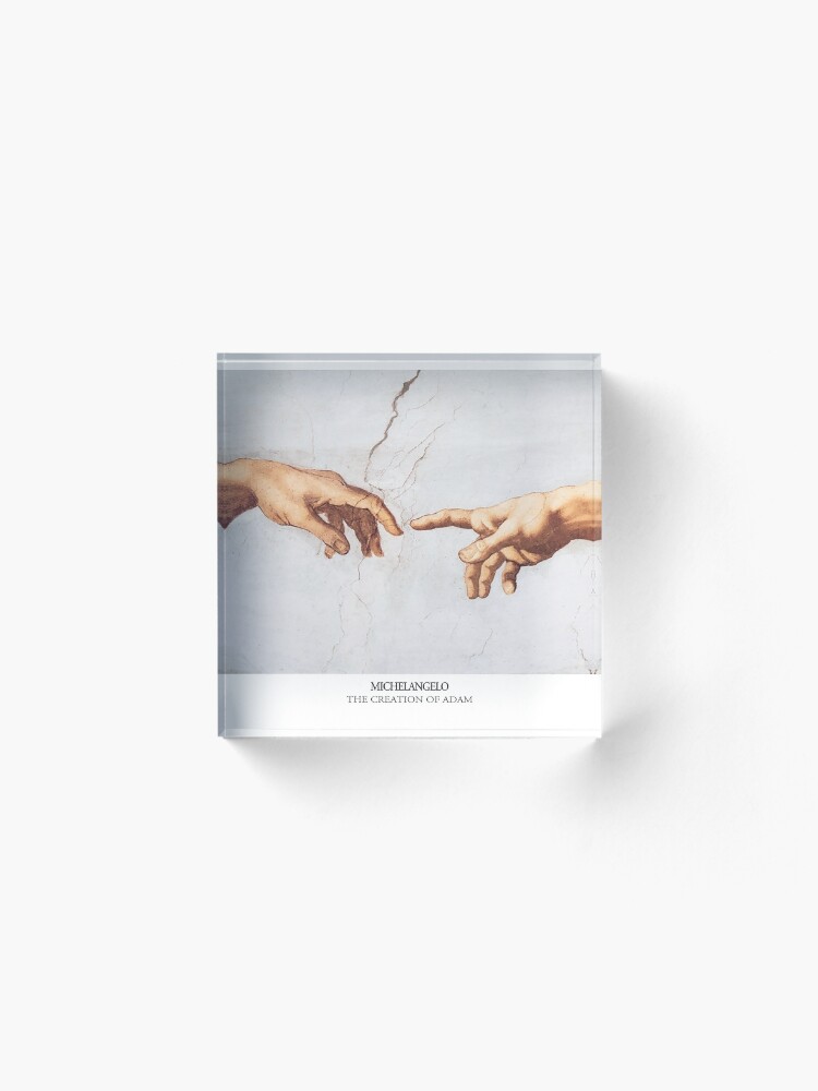 Alternate view of The Creation of Adam Michelangelo Fingers Touching Acrylic Block