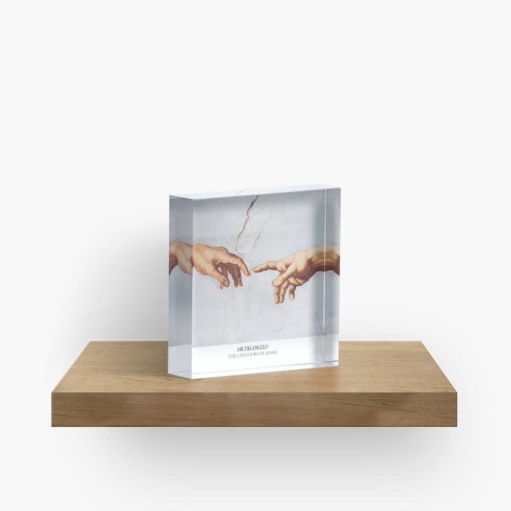 The Creation of Adam Michelangelo Fingers Touching Acrylic Block