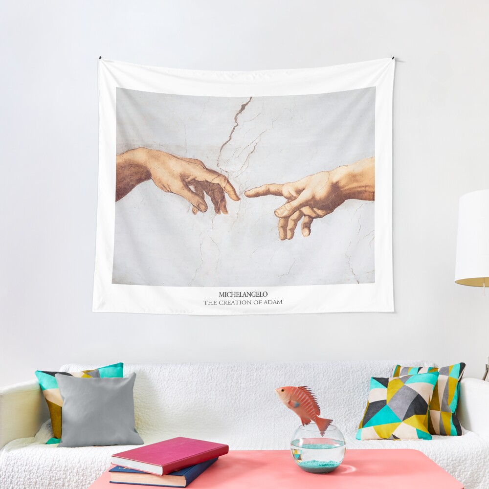 The Creation of Adam Michelangelo Fingers Touching Tapestry