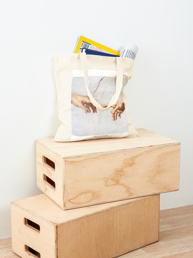 Alternate view of The Creation of Adam Michelangelo Fingers Touching Tote Bag