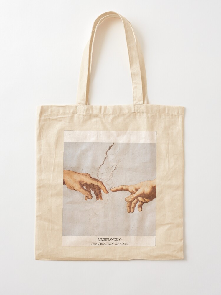 Alternate view of The Creation of Adam Michelangelo Fingers Touching Tote Bag