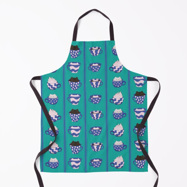 Item preview, Coffee Cat Stripes in Classic Blue and Cream designed and sold by DoodleTrees.