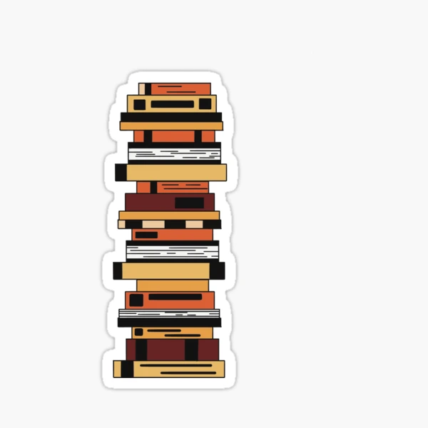 Painted stack of books Sticker for Sale by ArtWithAmelia