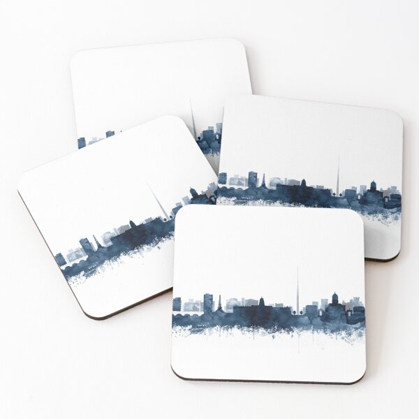 Item preview, Dublin Skyline Watercolor Navy Blue by Zouzounio Art designed and sold by zouzounioart.