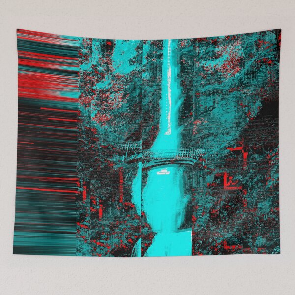 Item preview, Nature Waterfall in the Mountains Glitch Art designed and sold by glitchhub.