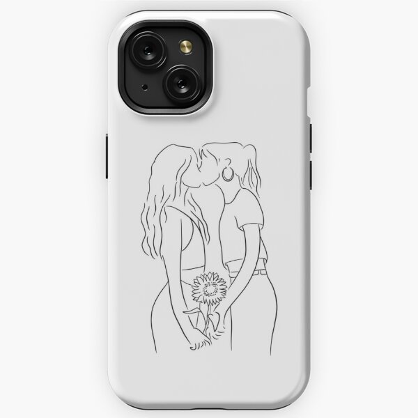 GIRLS KISSING GIRLS LGBTQ+ iPhone Cell Phone Cases, iPhone 7-13 PRO MAX, WHITE