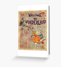 Rabbit Welcome To .. Alice In Wonderland Greeting Card