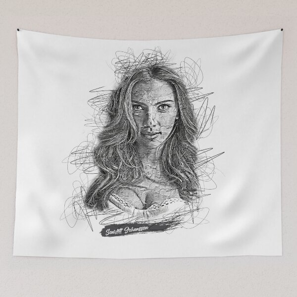 Item preview, Scarlett Johansson Abstract Sketch Art, Scarlett Johansson designed and sold by graphic-genie.