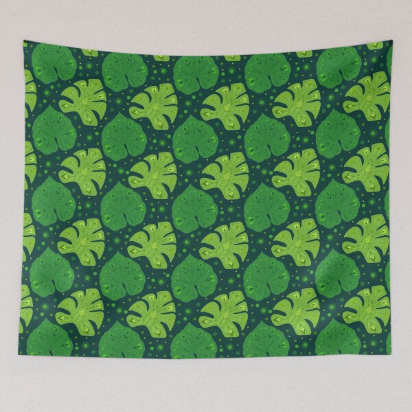 Item preview, Monstera and liana leaves with folk pattern  designed and sold by Veleri.