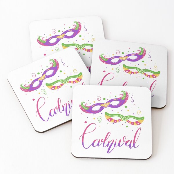 Item preview, Carnival. Lettering brush with couple flat masquerade masks designed and sold by Veleri.