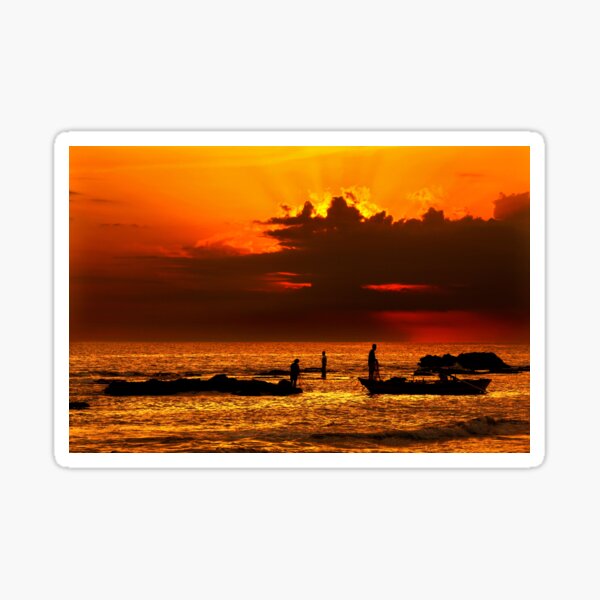 Fishing around sunset - Pantokratoras, Preveza Sticker