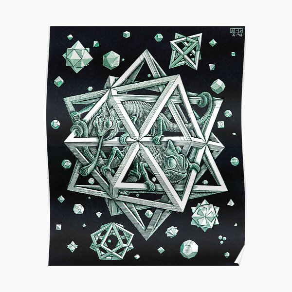 MC Escher | Stars | Tinted Green | Poster