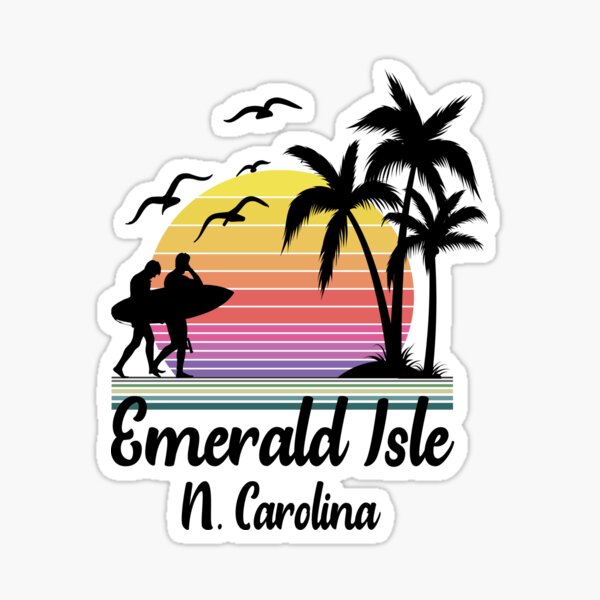 Item preview, Emerald Isle North Carolina Seaside Retro Sunset designed and sold by Home-Spirit.