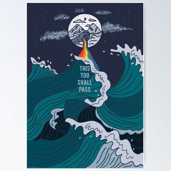 Item preview, This Too Shall Pass Ocean Surf Rainbow designed and sold by bittergodart.