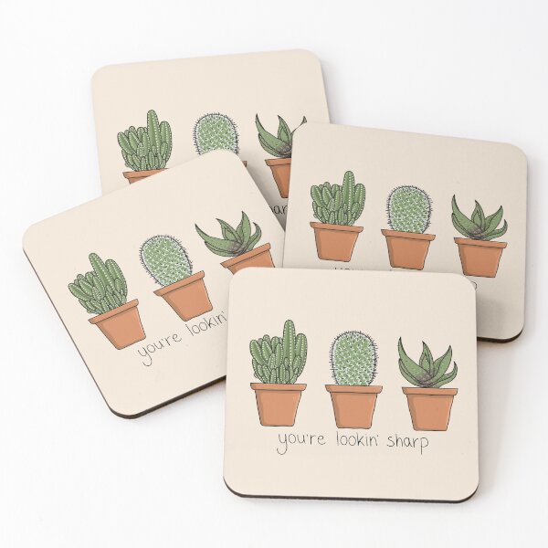 Item preview, You're lookin' sharp - Three cute cactus in pots with a funny pun designed and sold by AlmightyClaire.