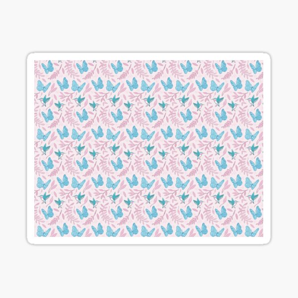 Pastel Summery Birds and Butterflies with Leaves Watercolour Vector Pattern Sticker