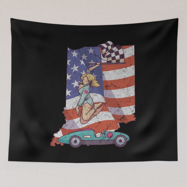 Item preview, racer race car indiana indianapolis american flag distressed designed and sold by FalkDania.