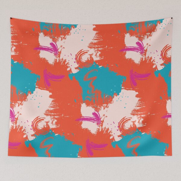 Item preview, Red blue Mid century contrast abstract print designed and sold by Milatoo.