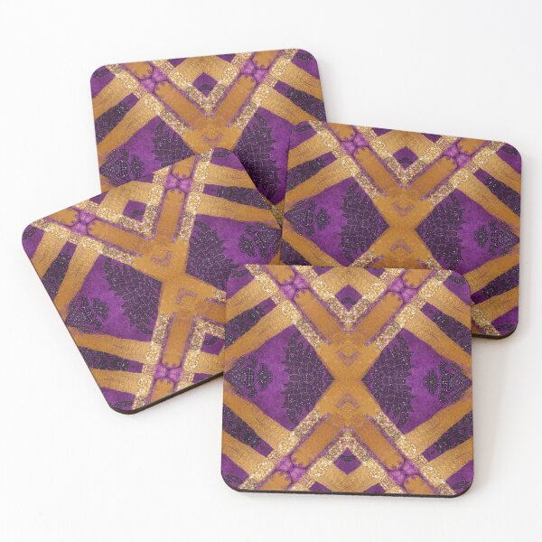 Item preview, Glittery Gold and Purple Fuchsia Geometry designed and sold by webgrrl.