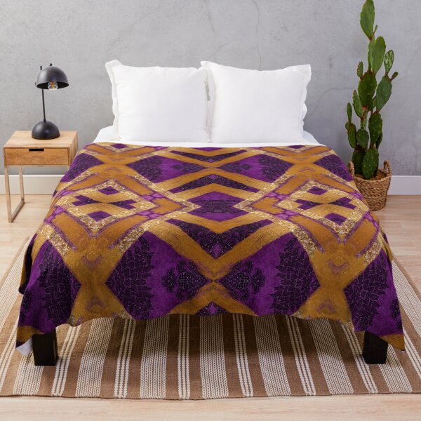 Item preview, Glittery Gold and Purple Fuchsia Geometry designed and sold by webgrrl.