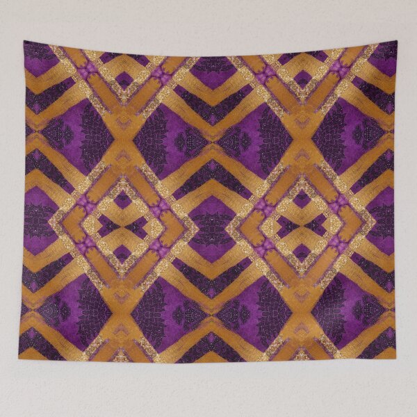 Item preview, Glittery Gold and Purple Fuchsia Geometry designed and sold by webgrrl.