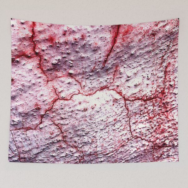 Aperçu de l'œuvre Fissures rouges sur un mur de briques blanches créée et vendue par Ensjodesigns.