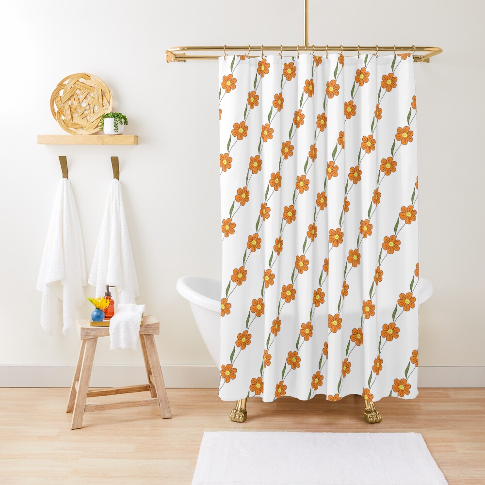 orange flowers pattern Shower Curtain