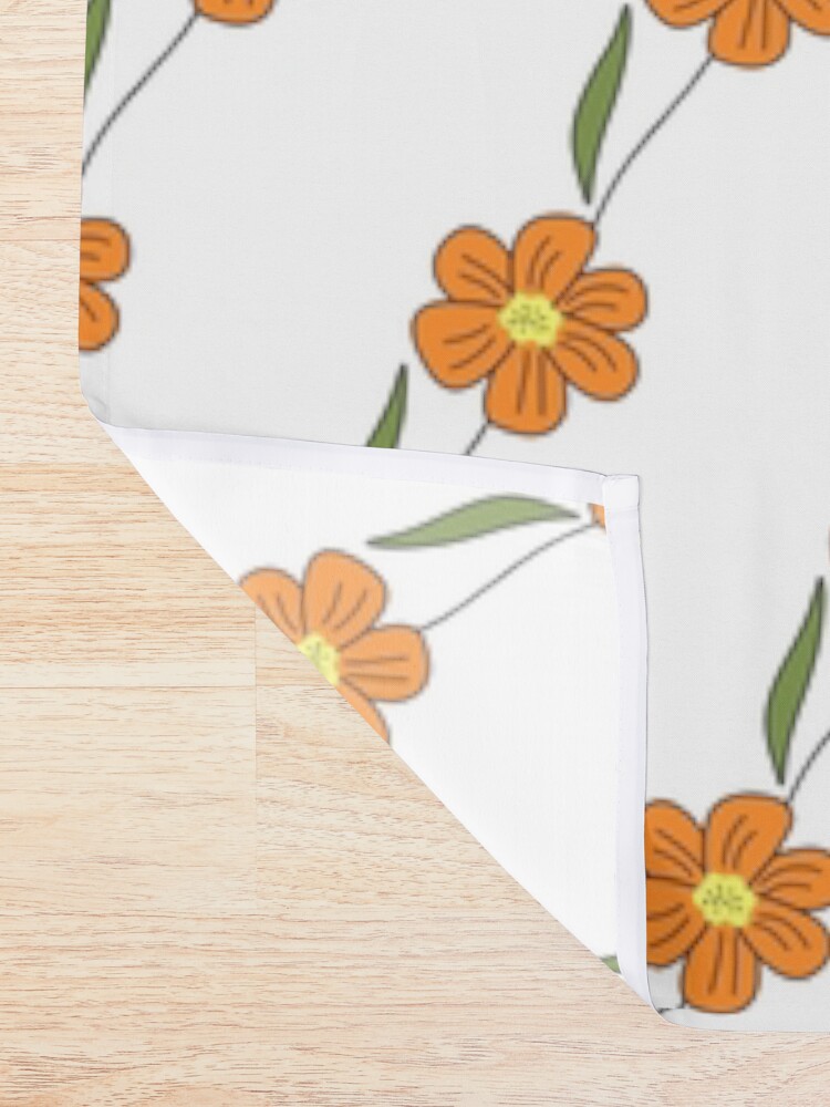 Alternate view of orange flowers pattern Shower Curtain