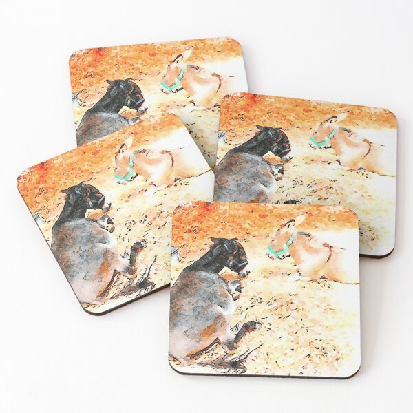 Item preview, Two baby donkeys crouched on the straw designed and sold by Giuseppe Cocco.