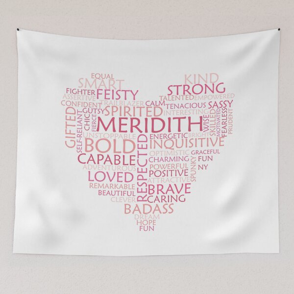 Item preview, Meridith heart word cloud shape name - pink, peach and light pink - female empowerment name personalised text - 0521 designed and sold by PrettyDesserted.