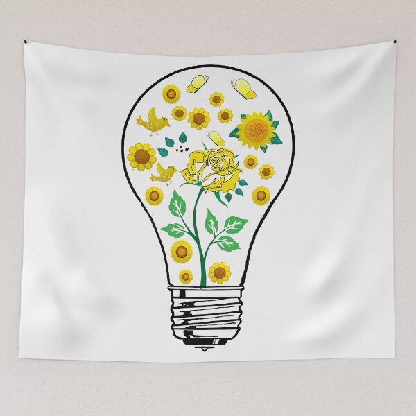 Item preview, Light Bulb with Yellow Flowers designed and sold by DonmedPro1.