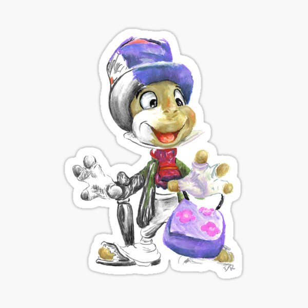 Charcoal and Oil - Jiminy Cricket Sticker