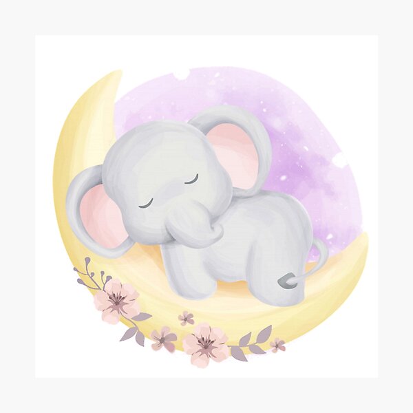 Item preview, cute baby elephant sleepy moon designed and sold by romio006.