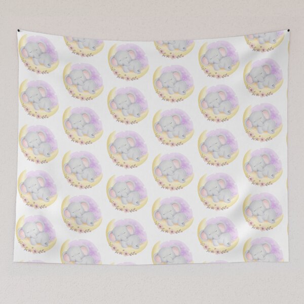 Item preview, cute baby elephant sleepy moon designed and sold by romio006.