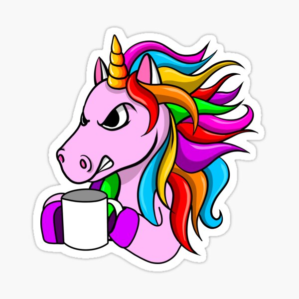 Coffee Unicorn Funny Unicorn Sticker For Sale By Msbeast21 Redbubble