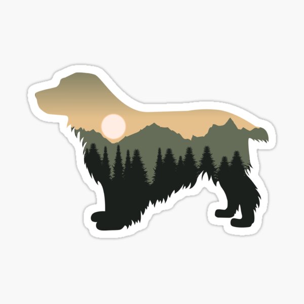 Item preview, cocker spaniel dog forest mountain sunset gift designed and sold by alaechamlal.