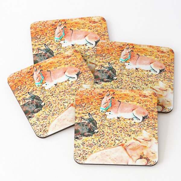 Item preview, Three baby donkeys crouched on the straw designed and sold by Giuseppe Cocco.