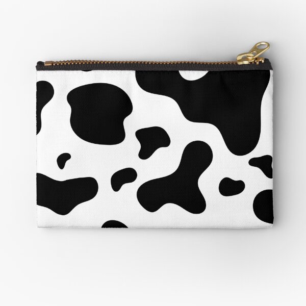 Simple Cow Print in Black Zipper Pouch