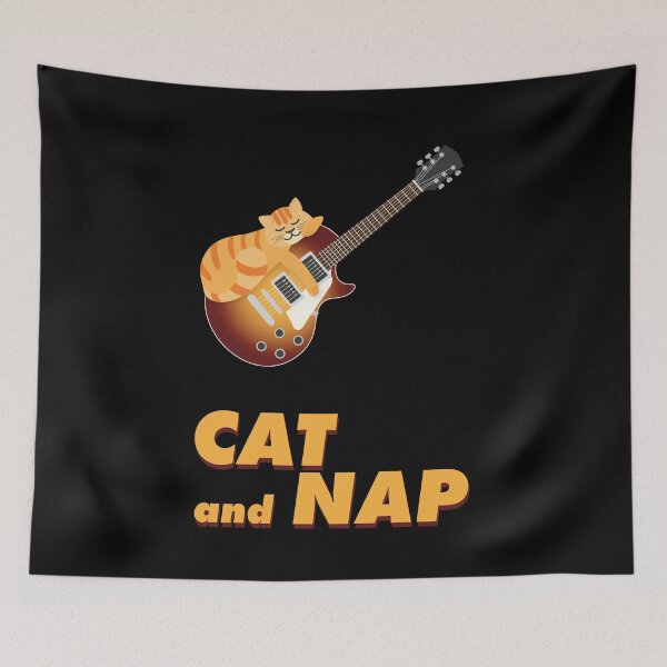 Item preview, Relaxed Cat on Rock Guitar | Tabby | Catnap | Sunburst designed and sold by Fluffy-Vectors.