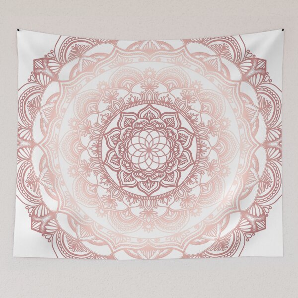 Item preview, Rose gold floral detailed bohemian mandala designed and sold by felinefeelings.