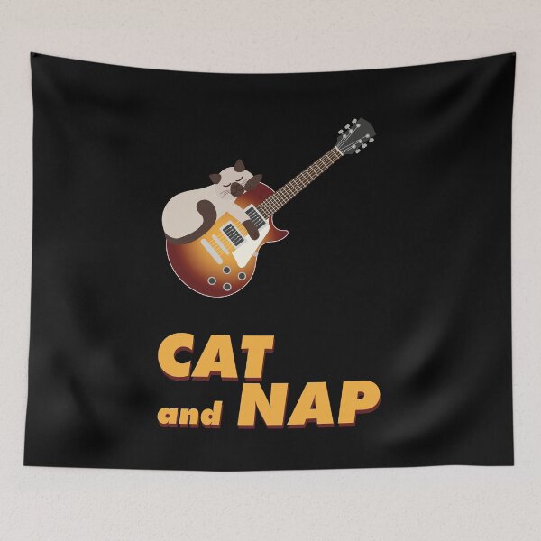 Item preview, Relaxed Cat on Rock Guitar | Siamese | Catnap | Sunburst designed and sold by Fluffy-Vectors.
