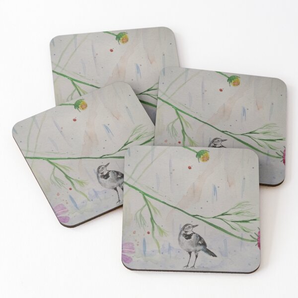 Item preview, Cute watercolor wagtail in the rain. designed and sold by Umkehr.