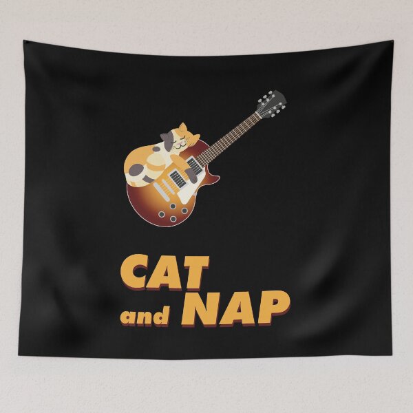 Item preview, Relaxed Cat on Rock Guitar | Calico | Catnap | Sunburst designed and sold by Fluffy-Vectors.