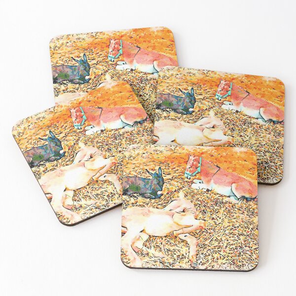 Item preview, Three baby donkeys on the straw designed and sold by Giuseppe Cocco.