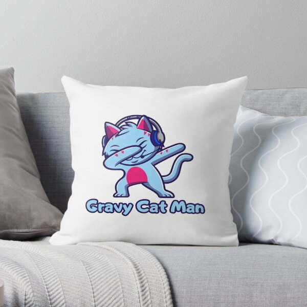 Gravycatman Pillows Cushions Redbubble - gravy cat man roblox jailbreak