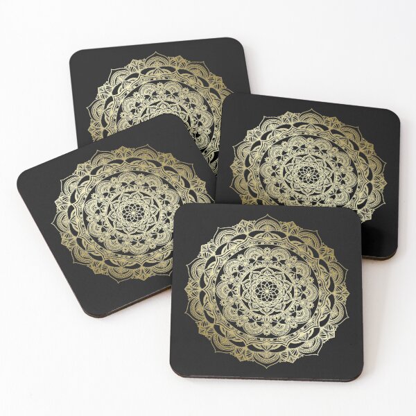 Item preview, Gold floral detailed bohemian mandala designed and sold by felinefeelings.
